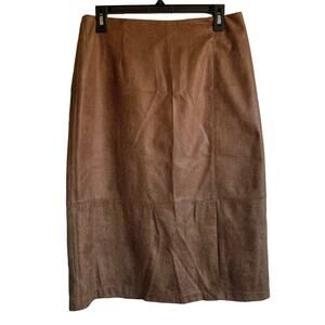 Vintage Ruby Rd Faux Snakeskin Midi A-Line Skirt Chocolate Brown Size 12